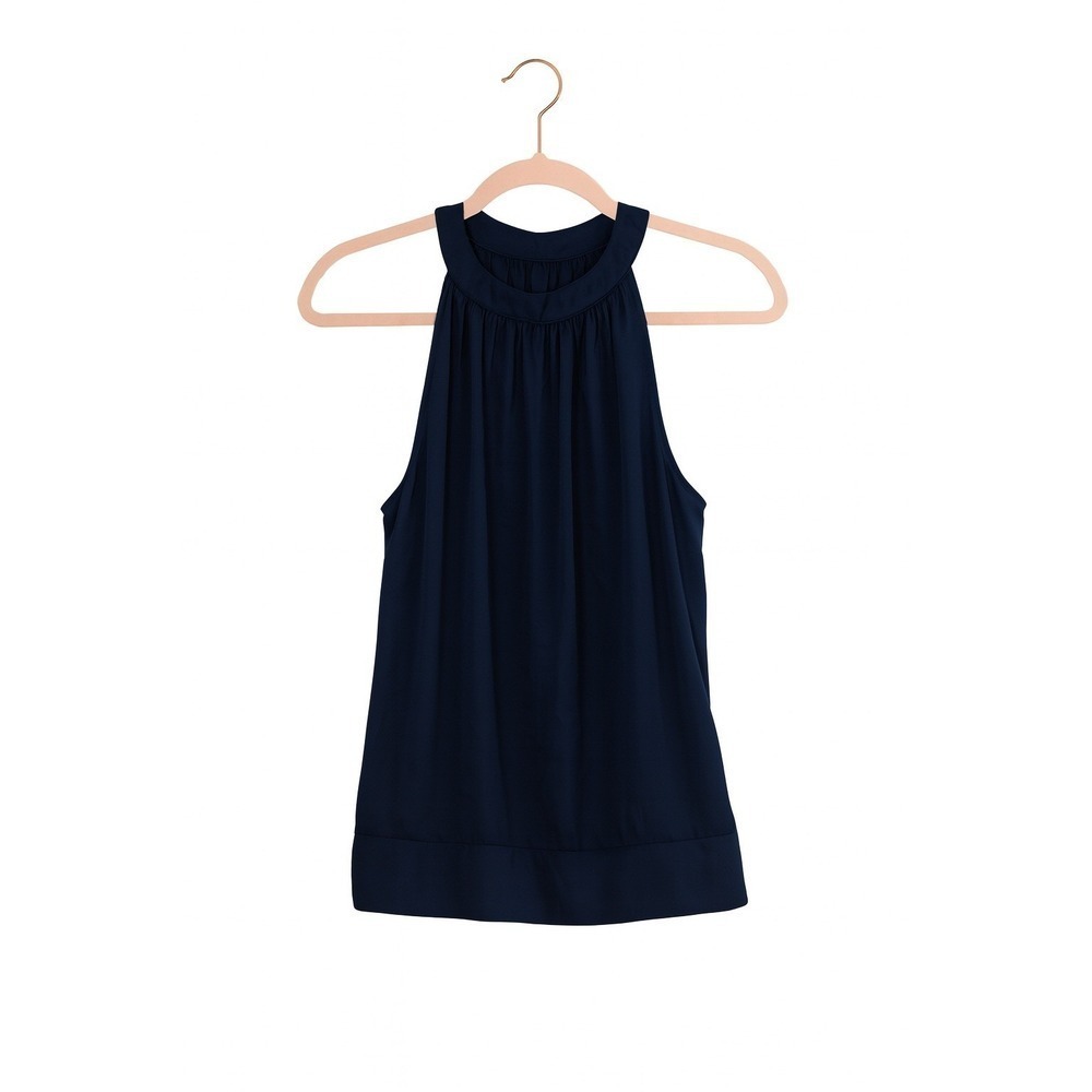 White House Black Market Navy Halter Tank Size 4 Silky Stretch Career MSRP $55